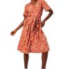 Noa Noa Damen Kleid Print Brown Kurzarm, knielang, Größe 34‑46-3