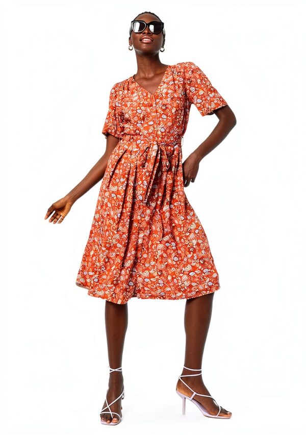 Noa Noa Damen Kleid Print Brown Kurzarm, knielang, Größe 34‑46-3