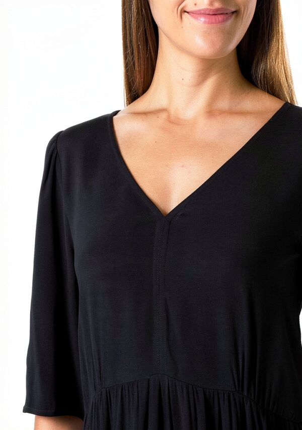 Damen Kleid Noa Noa Schwarz Kurzarm 3/4 Länge Modell 1-11000-2-2