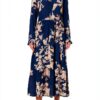 Noa Noa Damen Tunika Kleid V-Ausschnitt Print Blau/Beige Größe 40-0