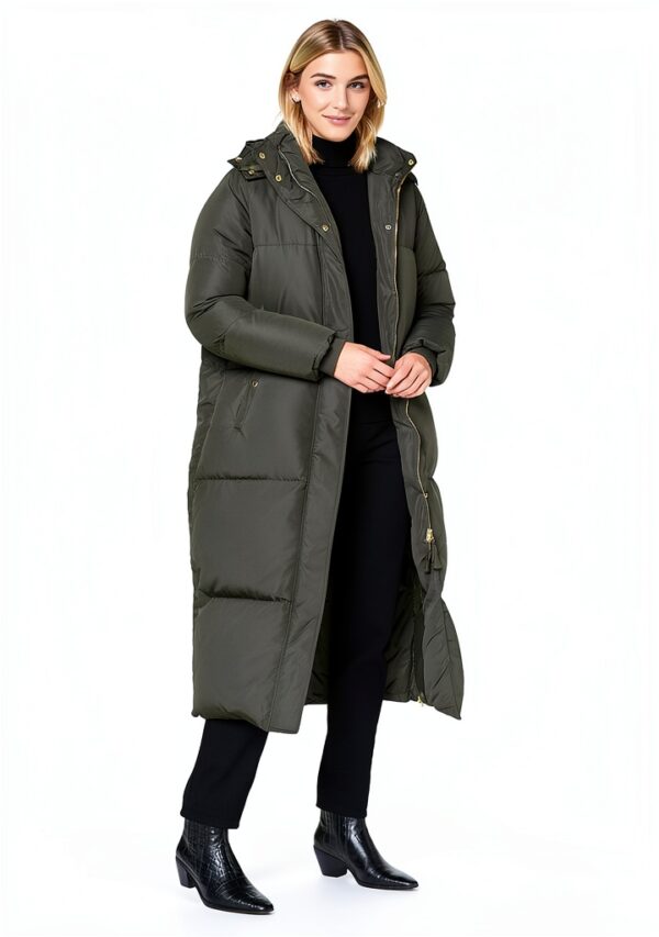 Noa Noa Damen Puffermantel 32 Armee‑grün mit Kapuze und Seitenzipper-1