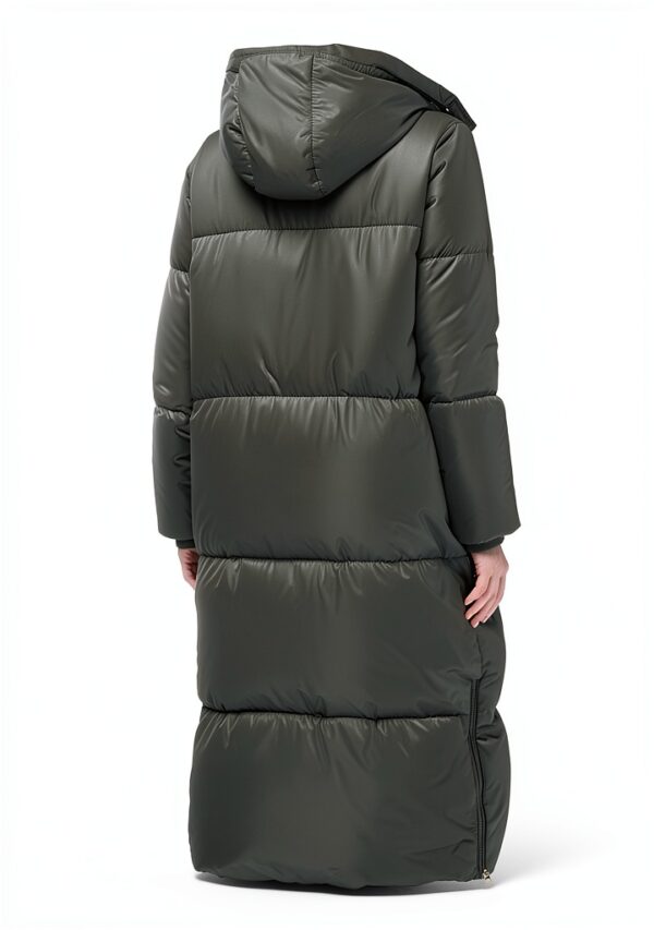 Noa Noa Damen Puffermantel 32 Armee‑grün mit Kapuze und Seitenzipper-3
