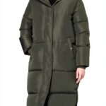 Noa Noa Damen Puffermantel 32 Armee‑grün mit Kapuze und Seitenzipper-0