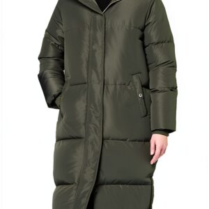Noa Noa Damen Puffermantel 32 Armee‑grün mit Kapuze und Seitenzipper-0