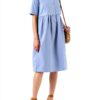 Damen Kleid Noa Noa Vista Blue Kurzarm Knie Länge Größe 34 Bio Poplin-1