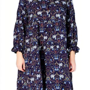 Noa Noa Damen Tencel Langarmkleid knielang Blau Größe 34-0